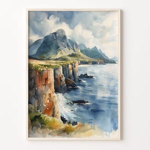 Watercolor Painting, Isle of Skye Poster, Scotland Wall Art, Landscape Print, Home Decor, Gift for Scotland Enthusiast, C30-192