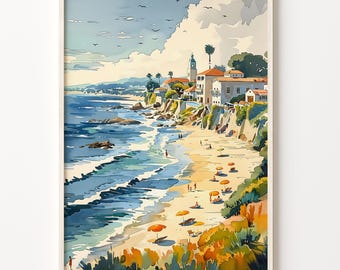 Jerusalem Watercolor Print: Israel Travel Poster, Coastal View