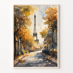 Eiffel Tower Watercolor Painting Print: Paris Travel Art Poster