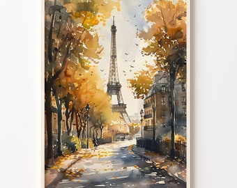 Eiffel Tower Watercolor Painting Print: Paris Travel Art Poster