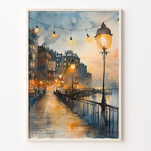 Watercolor Painting, Retro Seattle Travel Poster, Washington Wall Art, Trendy City Print, Vintage Decor, C30-112