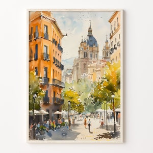 Barcelona Watercolor Painting, Barcelona Wall Art, Spain Travel Poster, City Print, Wedding Gift, Birthday Present, C30-126