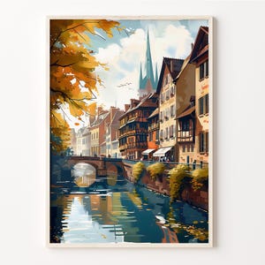 Strasbourg Watercolor Painting, Strasbourg Wall Art, Strasbourg Poster, Home Decoration, Art Print, Wall Hanging, C30-825