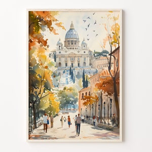 Rome Watercolor Painting, Rome Poster, Rome Wall Art, Rome Print, Rome Wall Decor, Italy Art, Home Décor, Art Lovers Gift, C30-56