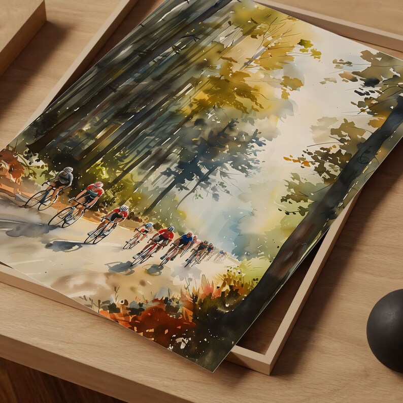 Watercolor Cycling Art Print: Vintage Bicycle Poster image 7