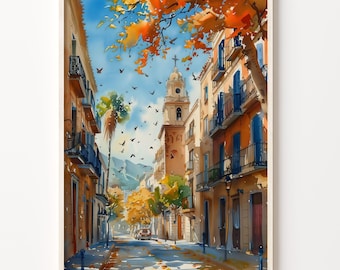 Barcelona Watercolor Painting: Custom Spain Travel Poster