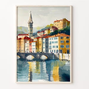 Bayonne Watercolor Painting, France Poster, Beach Wall Art, Basque Country Print, Europe Travel Gift, Wall Decor, C30-958