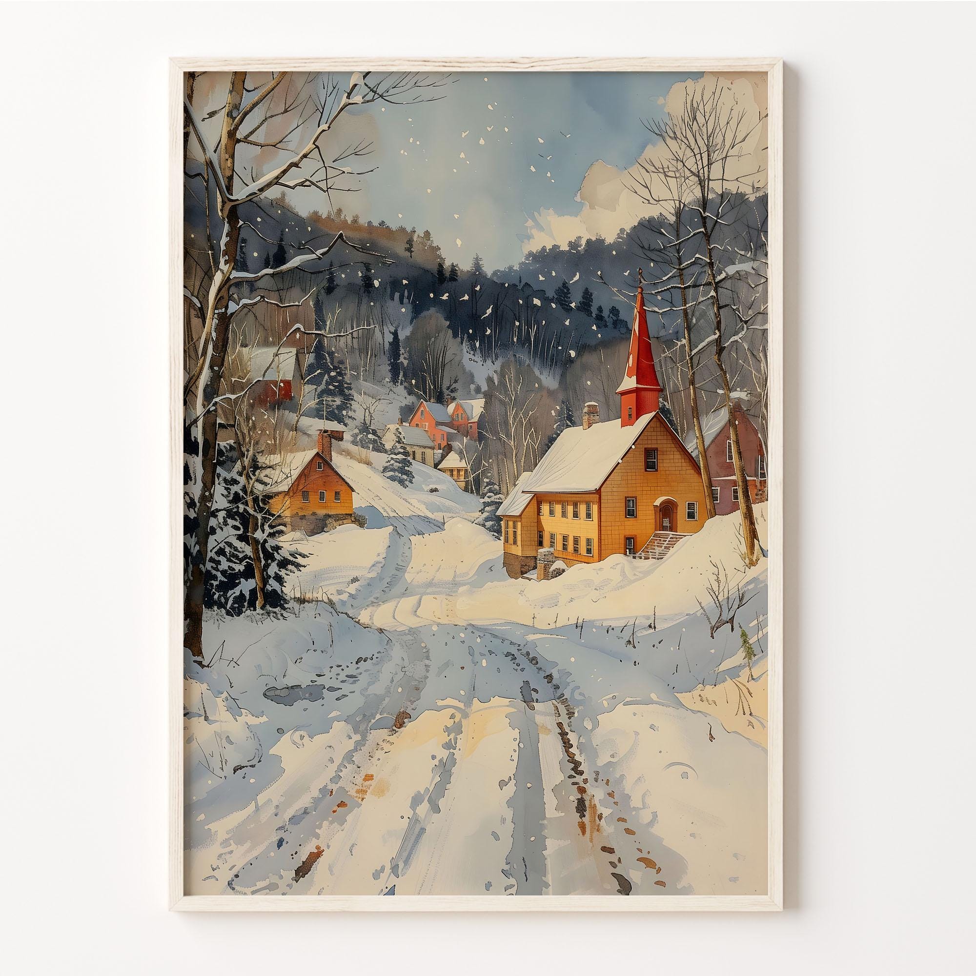 Vermont Watercolor Painting, Stowe Wall Art, United States Poster, Custom Text, Personalised Gift, Birthday Present, C30-730