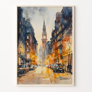 London Nightclub Watercolor Painting: Urban Travel Poster