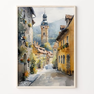 Würzburg Germany Watercolor Art Print: Travel Poster