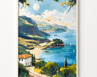Olu Deniz Watercolor Print: Turkey Travel Poster, Coastal Wall Art