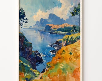 Isle of Skye Watercolor Painting: Scottish Landscape Art Print