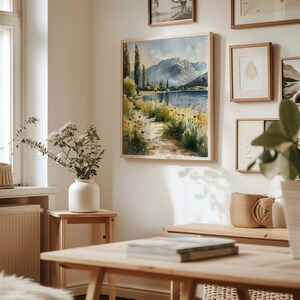 Lake Taupo Watercolor Print: New Zealand Travel Art image 3