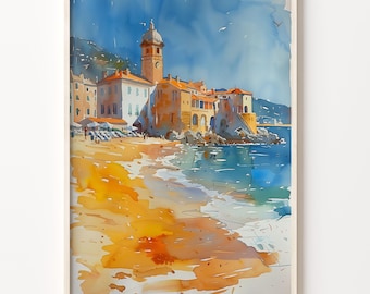 Bondi Beach Watercolor Painting: Australia Travel Poster