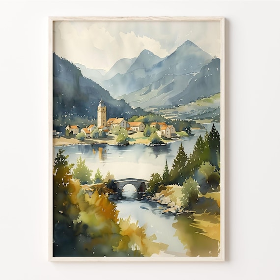 Killarney Ireland Watercolor Painting: Travel Art Print