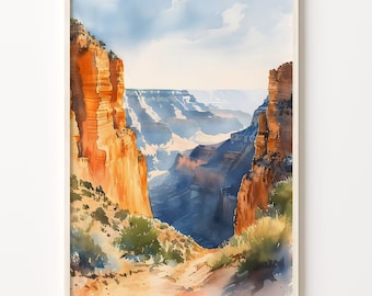 Grand Canyon Watercolor Painting: Arizona National Park Art Print