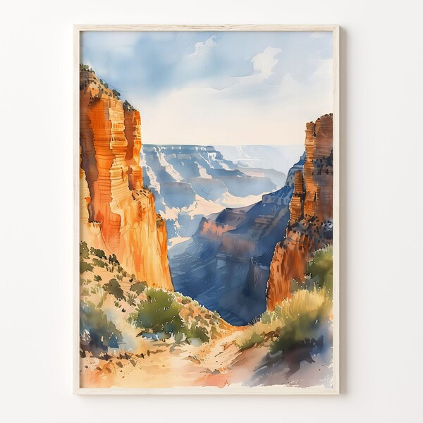 Grand Canyon Watercolor Painting: Arizona National Park Art Print