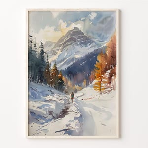 Niseko Japan Watercolor Painting, Hokkaido Travel Wall Art, Mount Yotei Ski Resort Poster, Snowboarding Print, C30-987
