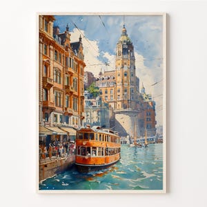 Helsinki Watercolor Painting, Finland City Wall Art, Helsinki Travel Poster, Nordic Home Decor, Art Print, Gift Idea, C30-703