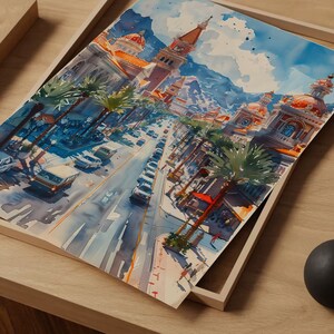 Las Vegas Watercolor Painting: City Skyline Art Print image 7