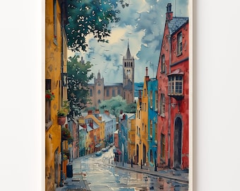 Cork City Watercolor Print: Ireland Wall Art Poster
