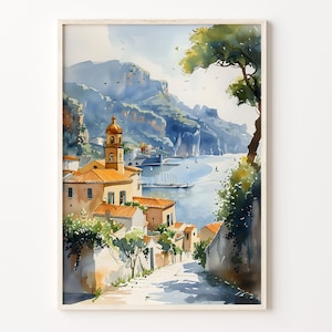ソレント水彩画、ソレント壁アート、イタリアポスター、ソレントプリント、室内装飾、アート愛好家へのギフト、C30-453