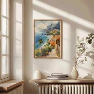 Madeira Coastline Watercolor Painting: Portugal Travel Art Print image 2
