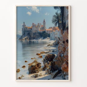 Watercolor Painting, Coastal Beach Print, France Wall Art, Europe Travel Poster, Housewarming Gift, Birthday Gift, C30-573