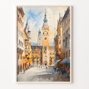 München Aquarell, Wandbild, München Wandbild, Aquarell Bilder, C30-269