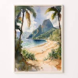 St. Lucia Aquarellmalerei, Karibik Reisebild, Wandbild, Geschenk für Kunstliebhaber, Wandbehang, C30-151