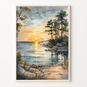 Lake Erie Watercolor Painting, Lake Erie Wall Art, Lake Erie Poster, Lake Erie Print, Wedding Gift, Birthday Present, C30-997