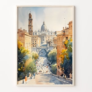 Italy Watercolor Painting, Rome Wall Art, Travel Poster, Colosseum Print, Italy Art, Rome Poster, Holiday Souvenir, C30-198
