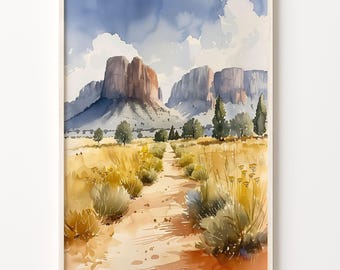 オーストラリアのエアーズロックの水彩画：ウルルの絵画、カタ・ジュタ