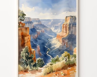 Grand Canyon Watercolor Painting: Southwestern Wall Art Poster
