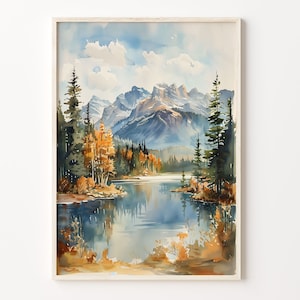 Jasper National Park Aquarell Kunst, Kanada Wandbild, Reise Poster, Geschenk für Kunstliebhaber, C30-384