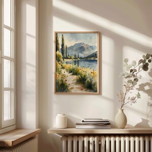 Lake Taupo Watercolor Print: New Zealand Travel Art image 2