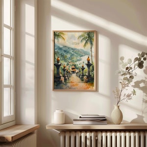 Bali Watercolor Painting: Mid-Century Modern Indonesia Travel Poster image 2