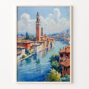 Aquarell Malerei, VERONA Italien Wand Kunst, Reise Druck, Dekoration Poster, Kunst Liebhaber, Wandbehang, C30-492