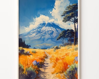 Kilimanjaro Watercolor Print: Tanzania Travel Poster