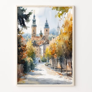 Krakow Watercolor Painting, Krakow Wall Art, Krakow Poster, Travel Print, Poland Home Décor, Art Lover Gift, C30-326