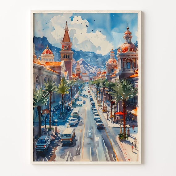 Las Vegas Watercolor Painting: City Skyline Art Print