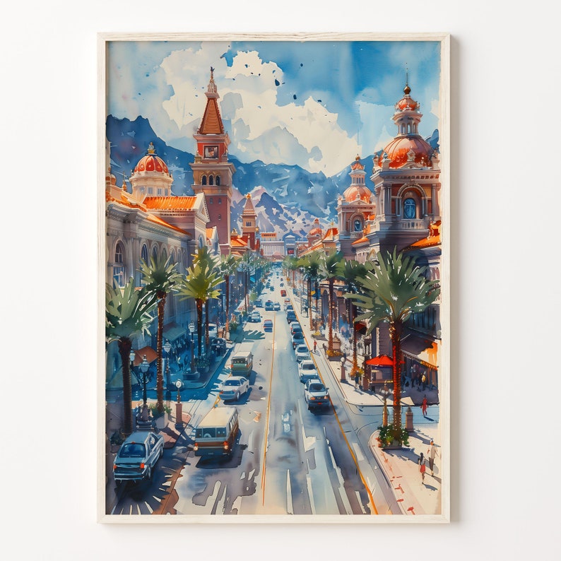 Las Vegas Watercolor Painting: City Skyline Art Print image 1