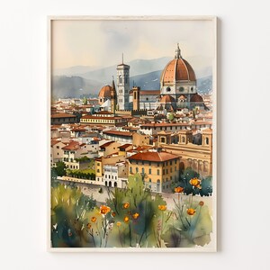 Florence Watercolor Painting, Italy Wall Art, Florence Print, Italy Poster, Home Decor, Wedding Gift, Birthday Present, C30-190