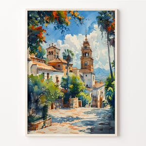Seville Watercolor Painting, Seville Spain Poster, Wall Art Decor, Vintage Travel Print, Seville Gift Idea, C30-635