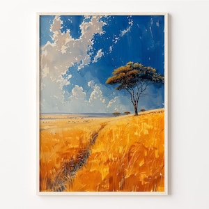 Masai Mara National Park Watercolor Painting, Masai Mara Wall Art, Africa Print, Kenya Poster, Kenya Decor, C30-598
