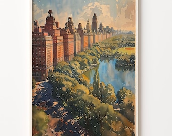 Central Park Watercolor Print: Manhattan New York Wall Art