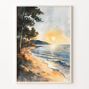 Lake Michigan Watercolor Painting, World Famous Lakes, Wall Art, Poster, Print, Home Decor, C30-260