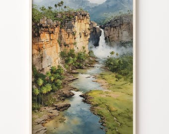 Watercolor Art Print of Kakadu National Park, Australia, 200 Gsm Matte Paper Landscape