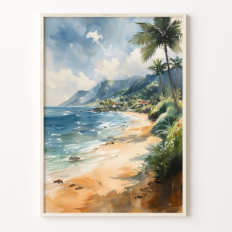 Maui Banyan Tree Watercolor Painting: Lahaina Hawaii Art Print immagine 1