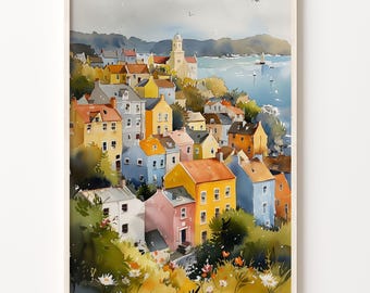 Kinsale Ireland Watercolor Painting: County Cork Travel Poster